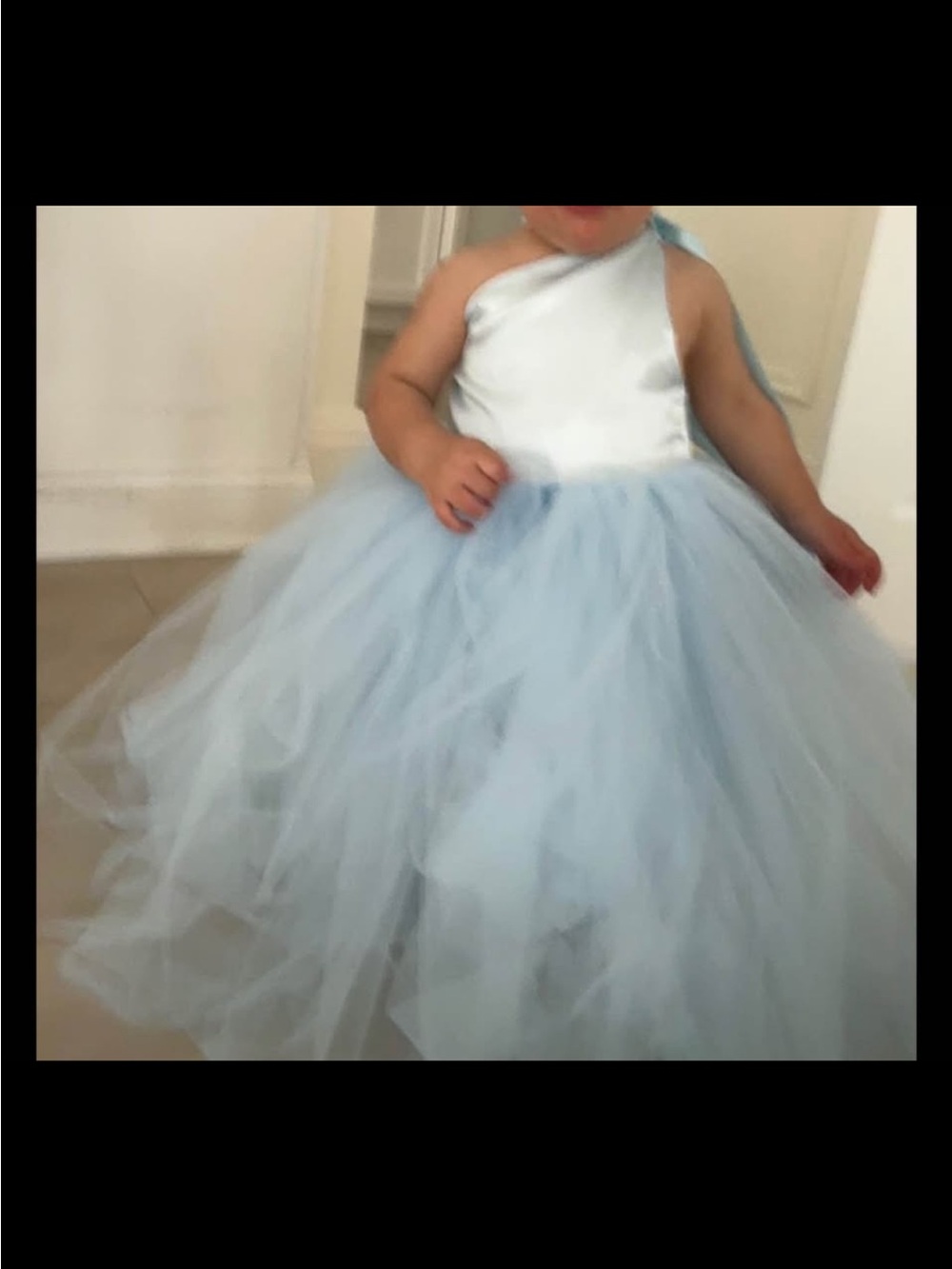 Light Blue Tulle One-Shoulder Flower Girl Dress